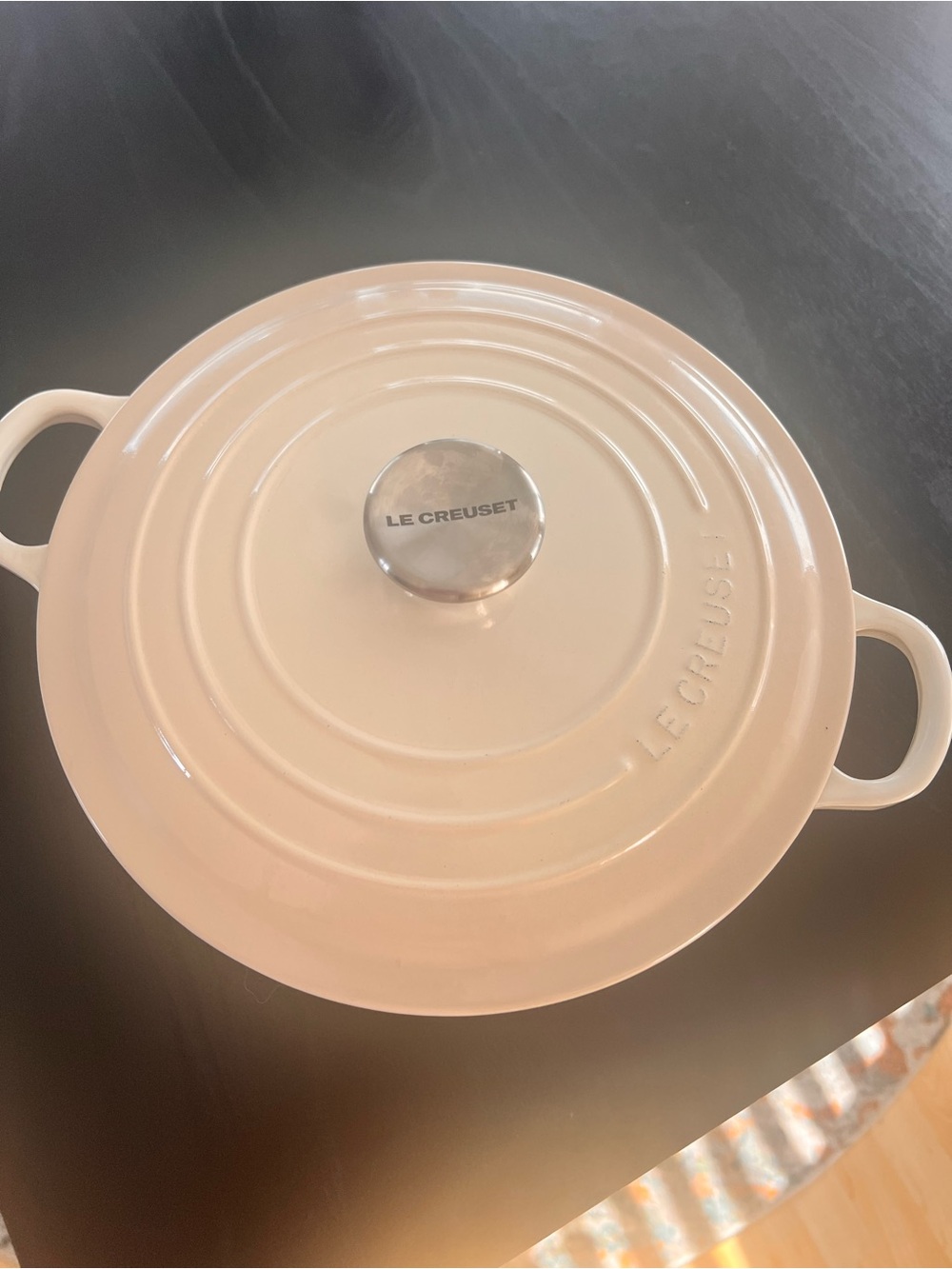 Le Creuset Cream Enamel Round Dutch Oven with Stainless Knob